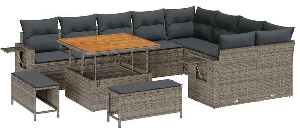 vidaXL Σετ Καναπέ Κήπου 12 pcs Γκρι συνθετικό ρατάν