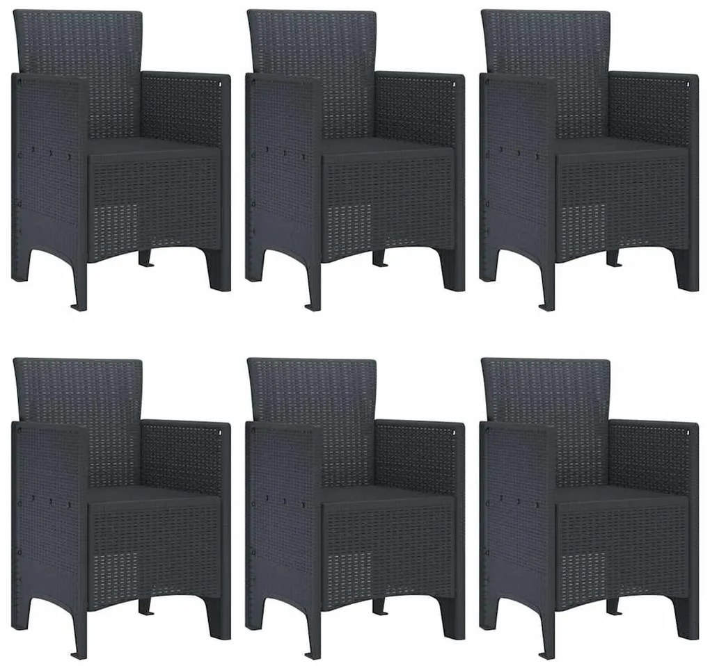 vidaXL Σέτ φαγητού για κήπο 7 pcs Ανθρακί Rattan Polt