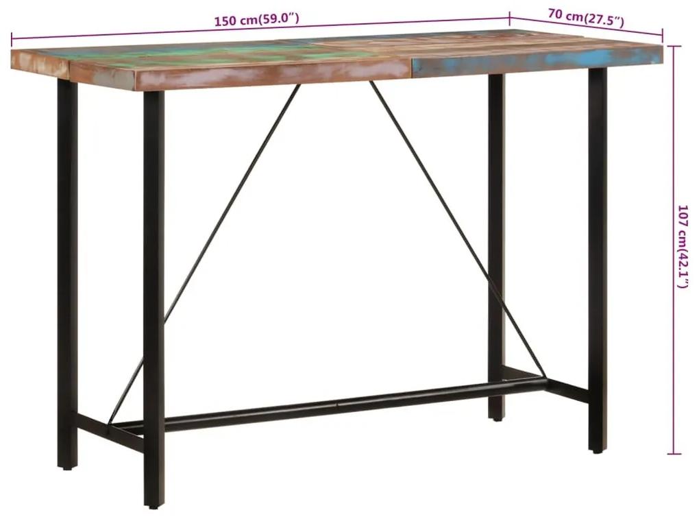 Τραπέζι Μπαρ 150x70x107 εκ. Μασίφ Ανακυκλωμένο Ξύλο &amp; Σίδηρο - Πολύχρωμο