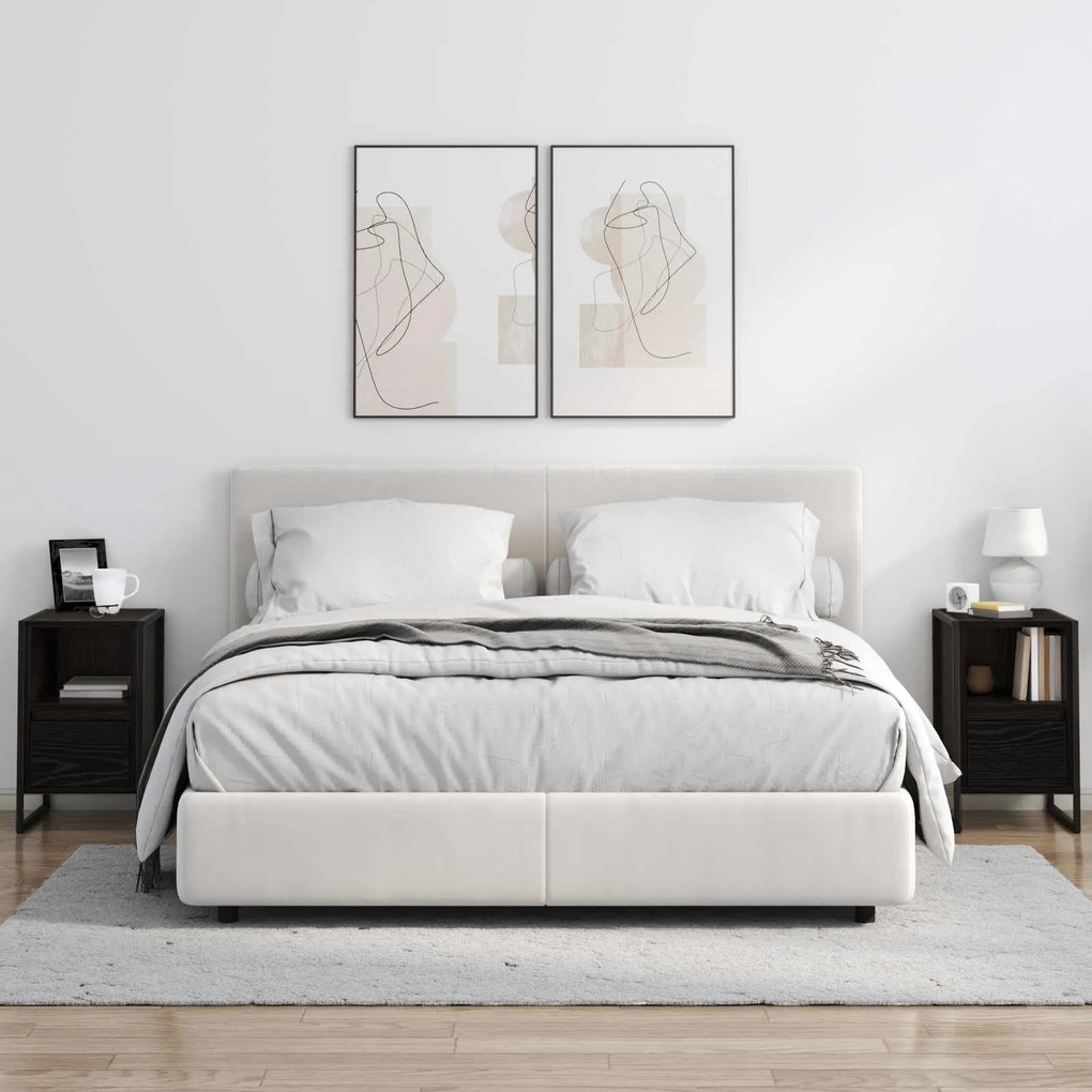 vidaXL Κομοδίνο 2 pcs Μαύρη Οξυά 39,5 x 30 x 50 εκ Επεξεργασμένο ξύλο