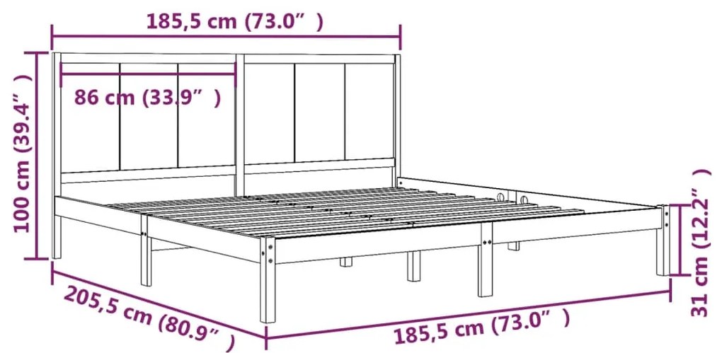 ΠΛΑΙΣΙΟ ΚΡΕΒΑΤΙΟΥ 180 X 200 ΕΚ ΜΑΣΙΦ ΞΥΛΟ ΠΕΥΚΟΥ 6FT SUPER KING 3105745