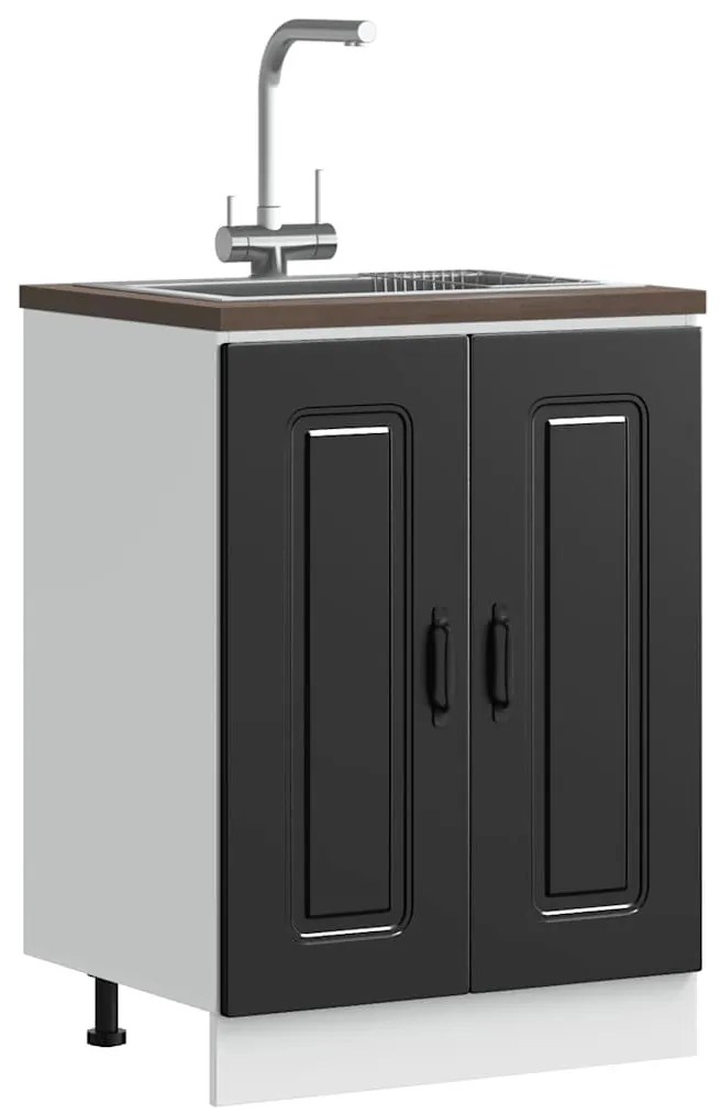 vidaXL Ντουλάπι βάσης νεροχύτη Kalmar Μαύρο 60x46x81,5 εκ. Επεξ. Ξύλο