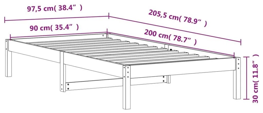 Καναπές Κρεβάτι Χωρίς Στρώμα Καφέ 90x200 εκ. Μασίφ Ξύλο Πεύκου - Καφέ