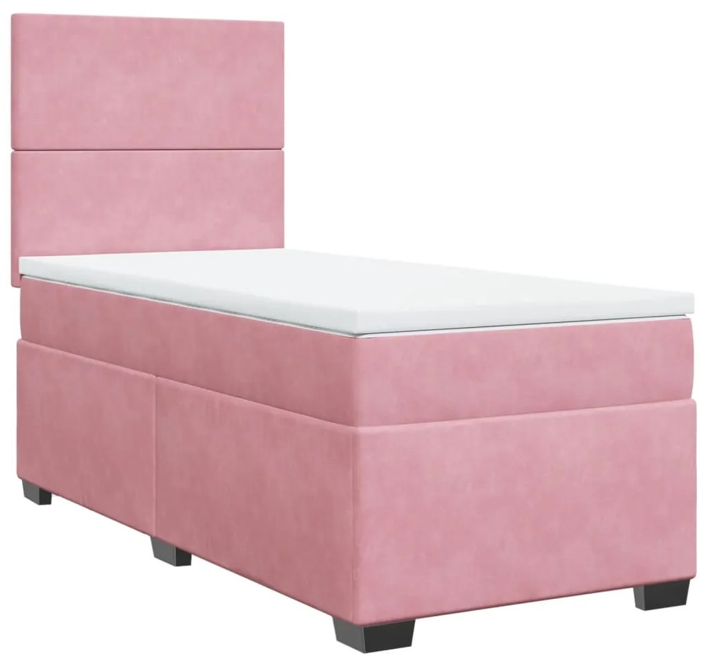 vidaXL Κρεβάτι Boxspring με Στρώμα Ροζ 80 x 200 εκ. Βελούδινο