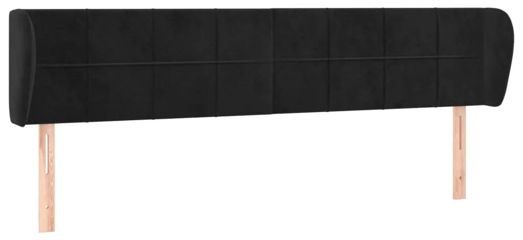 vidaXL Κεφαλάρι με Πτερύγια Μαύρο 203x23x78/88 εκ. Βελούδινο