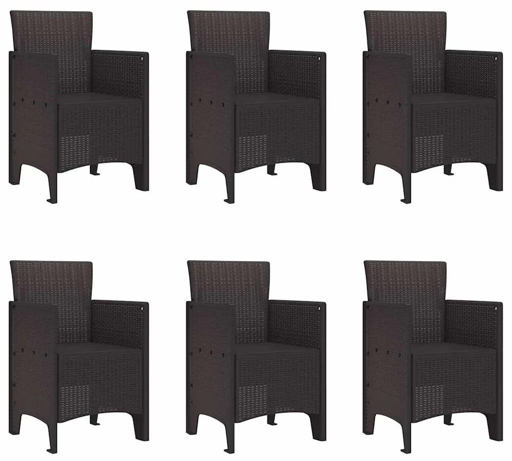 vidaXL Σέτ φαγητού για κήπο 7 pcs Καφέ Rattan Polt