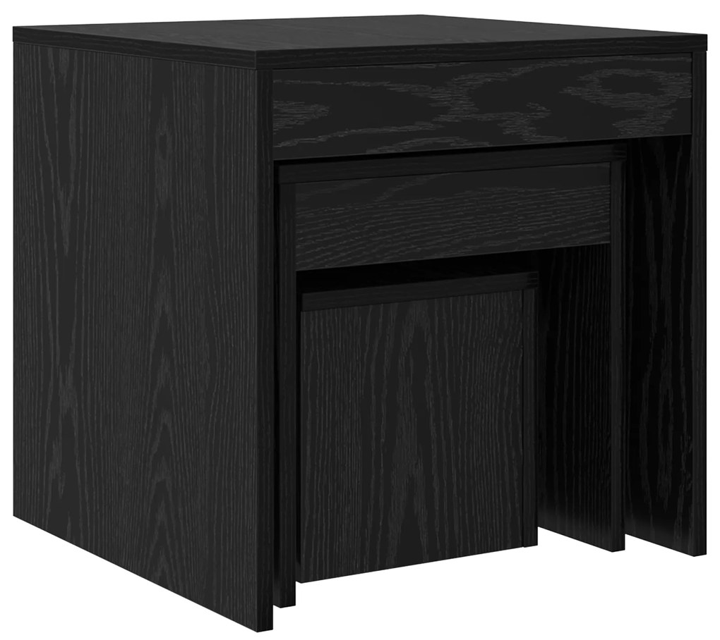 vidaXL Τραπεζάκια Σαλονιού 3 pcs Μαύρη δρυς 45 x 45 x 45 cm