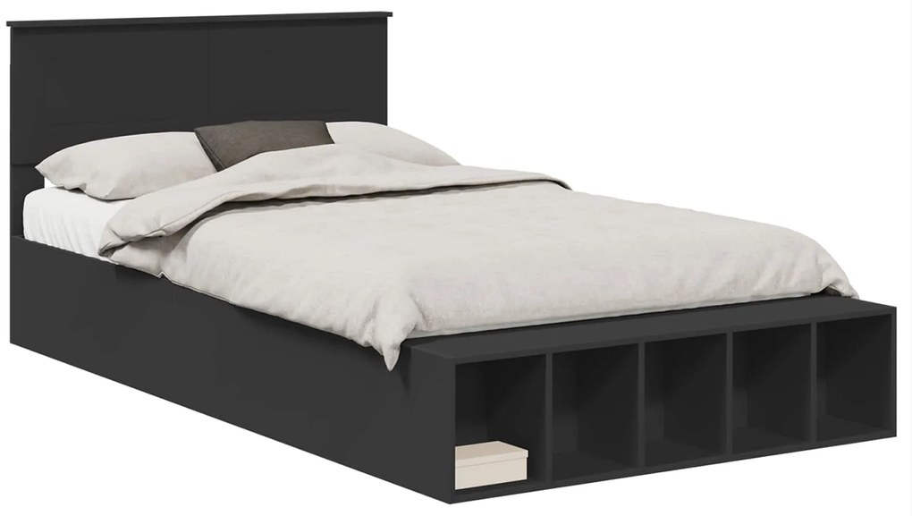 vidaXL Σκελετός Κρεβατιού Μαύρο 120 x 190 cm Επεξεργασμένο ξύλο