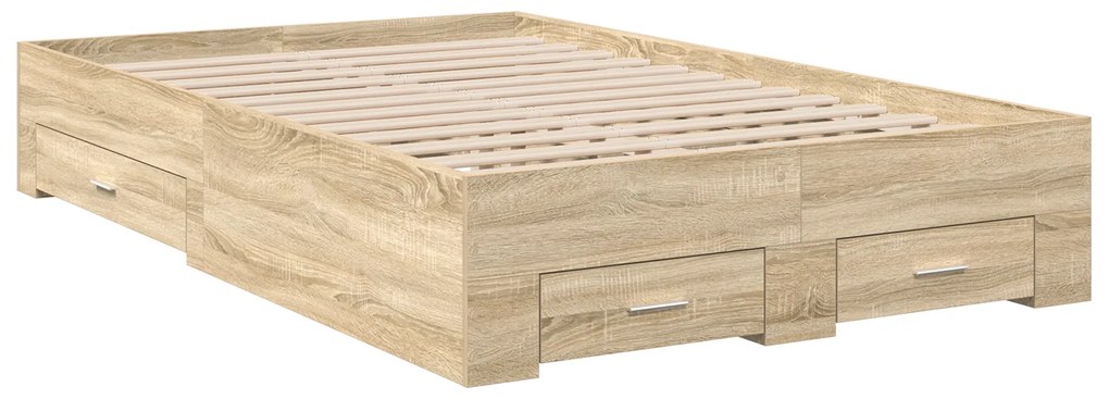 vidaXL Κρεβάτι με συρτάρια σε ανοιχτό δρυ 120x190 εκ. Επεξεργασμένο ξύλο