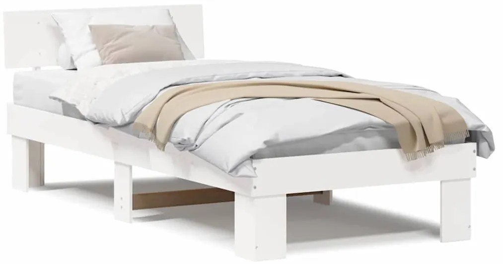 vidaXL Σκελετός Κρεβατιού Λευκό 90 x 200 cm Μασίφ ξύλο πεύκου