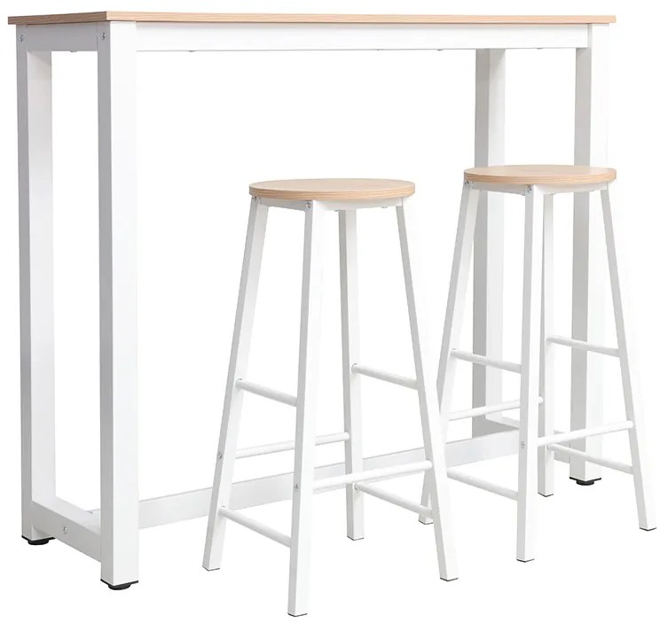 Intrahome Σετ τραπέζι μπαρ Marle Intrahome 3τμχ φυσικό-λευκό πόδι 120x40x100εκ | SKU: INTRAPA-336111125