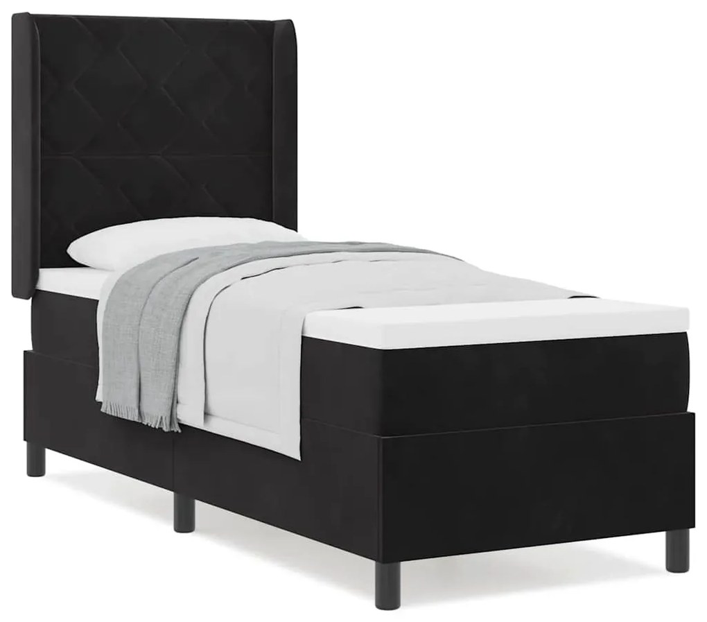 vidaXL Κρεβάτι με ελατήρια με κεφαλάρι Μαύρο 80 x 200 cm Βελούδο