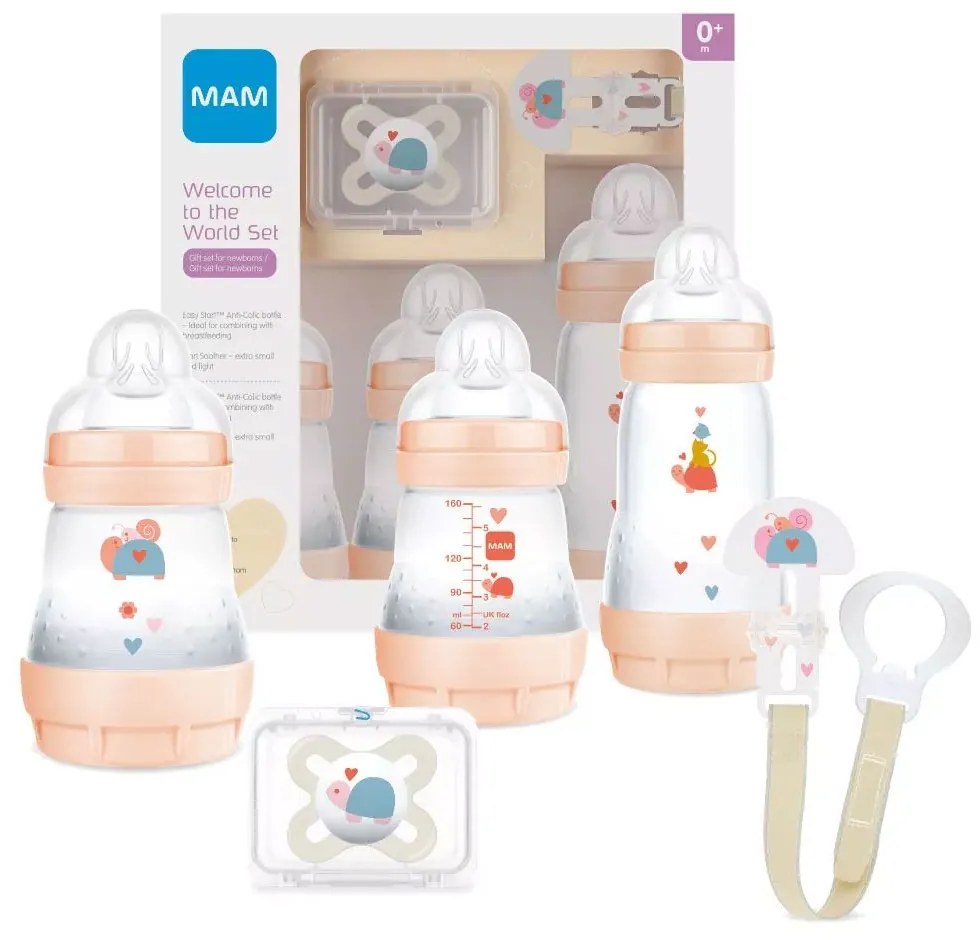 Βρεφικό Σετ Δώρου Welcome To The World Better Together 660G (Σετ 5τμχ) 0+ Μηνών Pink Mam 260ml Silicon,Plastic