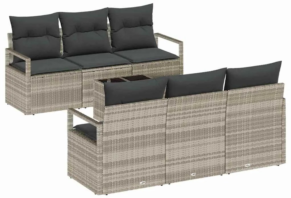 vidaXL Σετ Καναπέ Κήπου με μαξιλάρι 7 pcs Ανοιχτό Γκρι, Σκούρο Γκρι