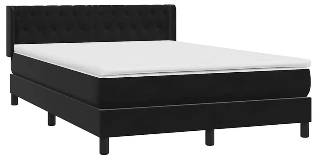 vidaXL Κρεβάτι Boxspring με Στρώμα Μαύρο 1140x210 εκ. Βελούδινο