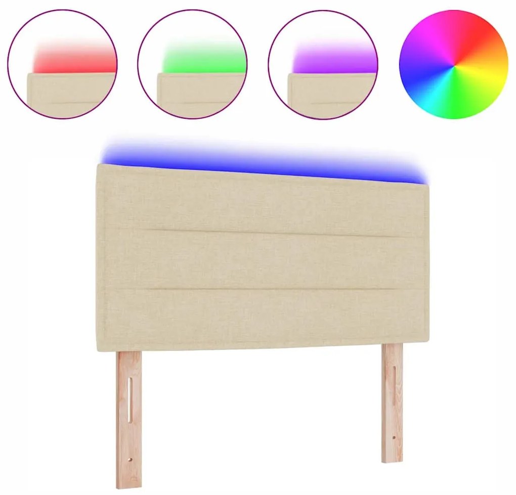 vidaXL LED κεφαλάρι με φώτα λωρίδας LED Επιτοίχιο Κρεμ 80 cm ύφασμα
