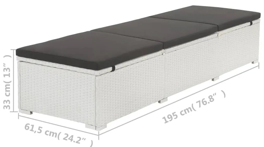 vidaXL Ξαπλώστρα από Συνθετικό Ρατάν με Μαύρο Μαξιλάρι