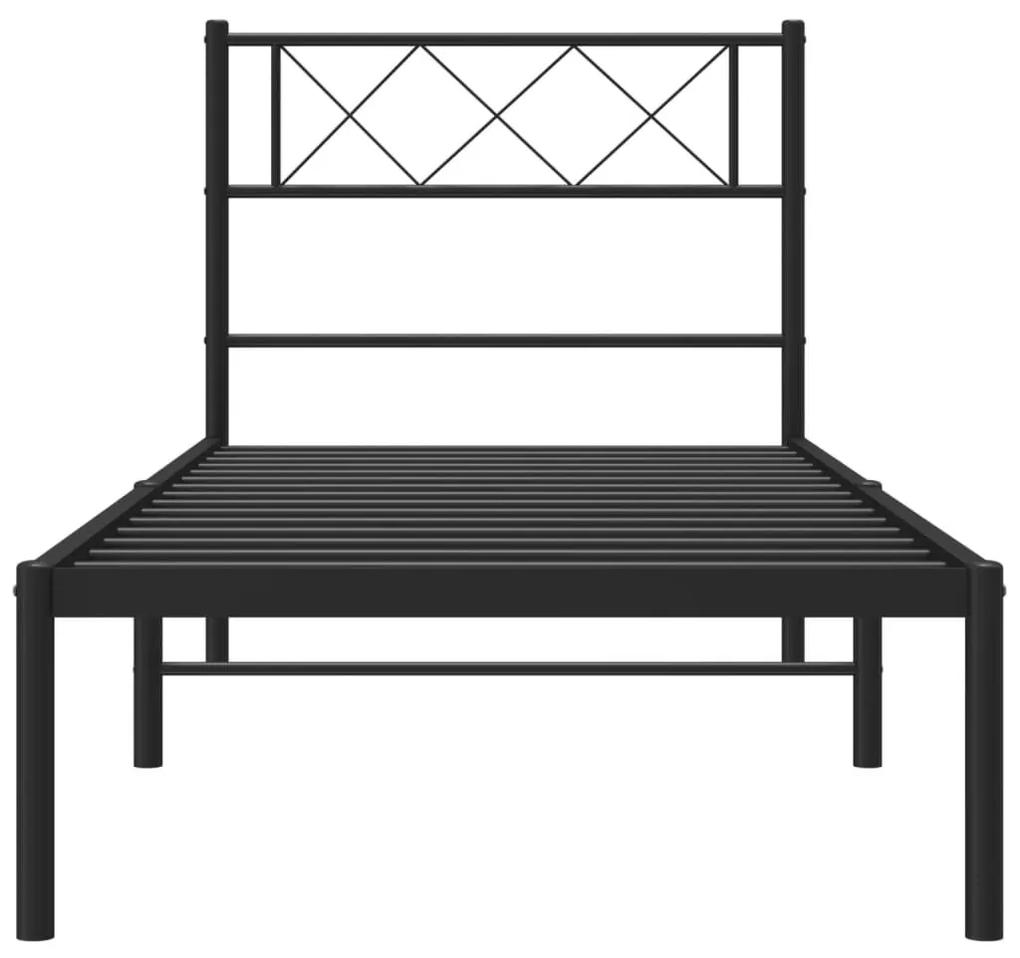 Πλαίσιο Κρεβατιού με Κεφαλάρι Μαύρο 107 x 203 εκ. Μεταλλικό - Μαύρο