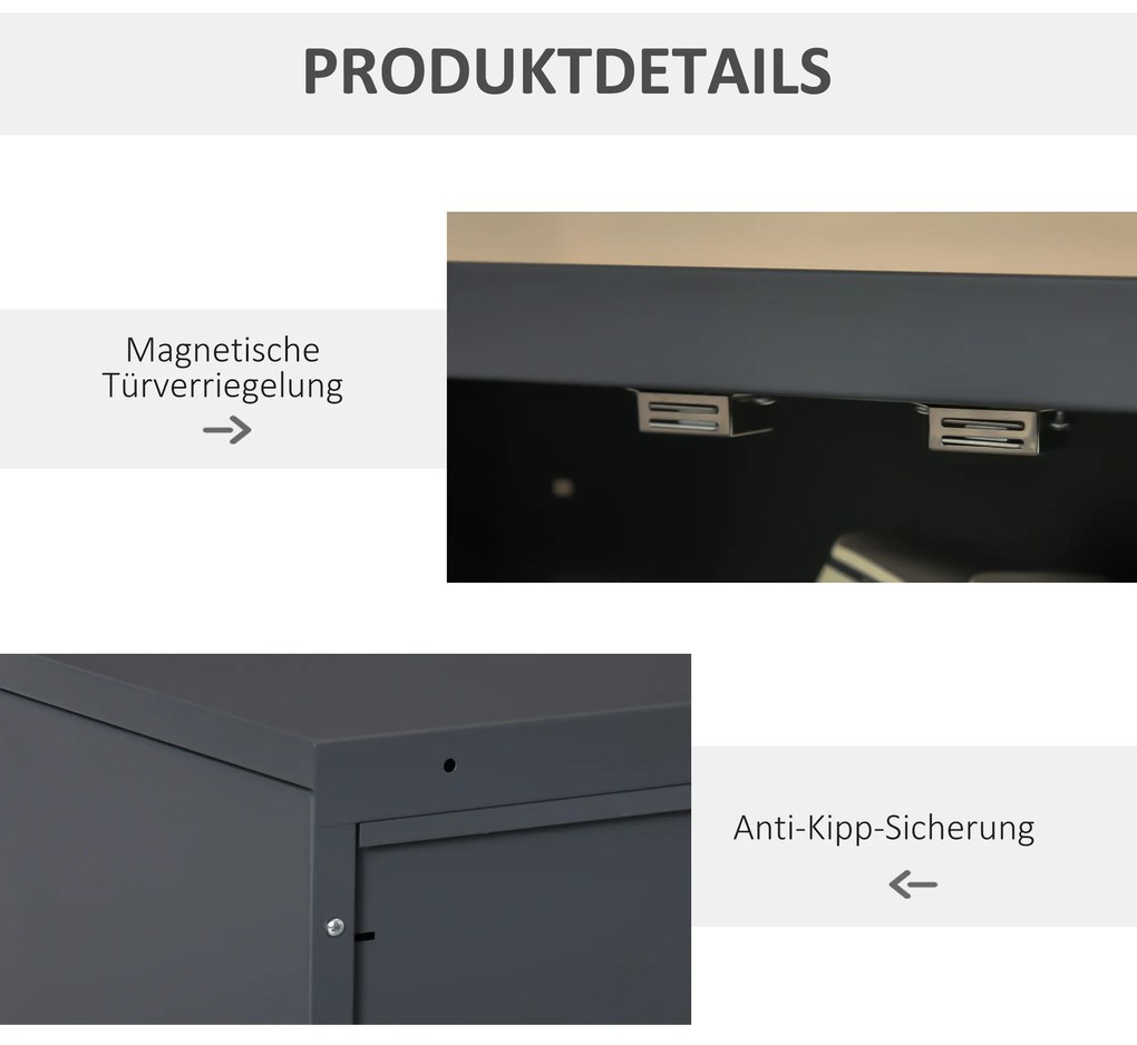 HOMCOM Ντουλάπι Αρχειοθέτησης με Πόρτες Περσίδες, Ντουλάπι Αποθήκευσης, Μεταλλικό Ντουλάπι με 2 Ρυθμιζόμενα Ράφια, 75 x 33 x 110 cm, Γκρι