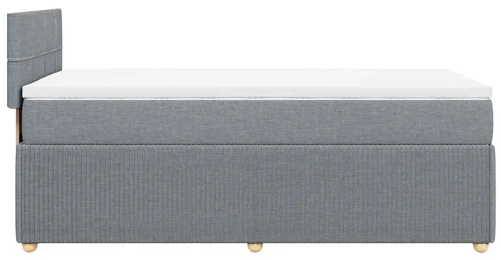 vidaXL Κρεβάτι Boxspring με Στρώμα Ανοιχτό Γκρι 90x200 εκ. Υφασμάτινο