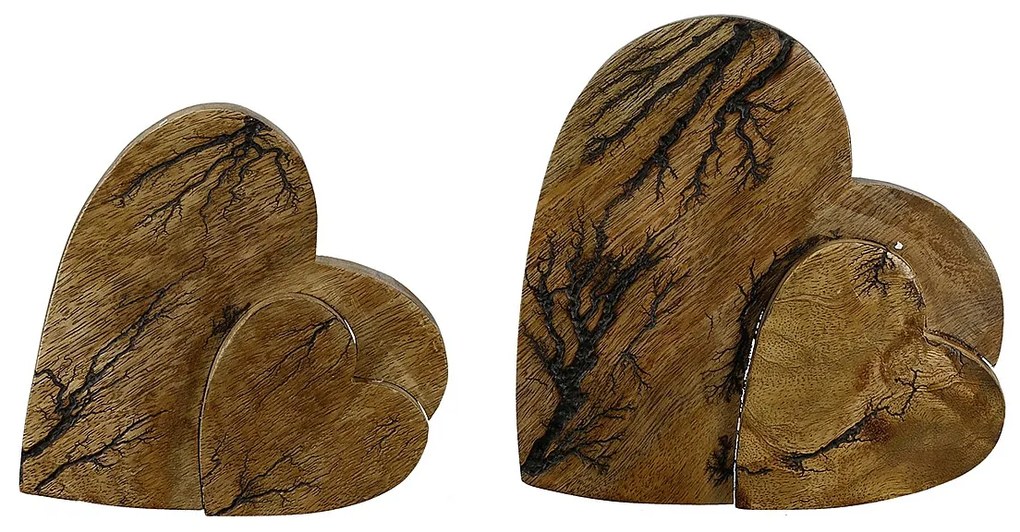 Διακοσμητικό ArteLibre Καρδιές Καφέ Ξύλο 17x17cm-05160014