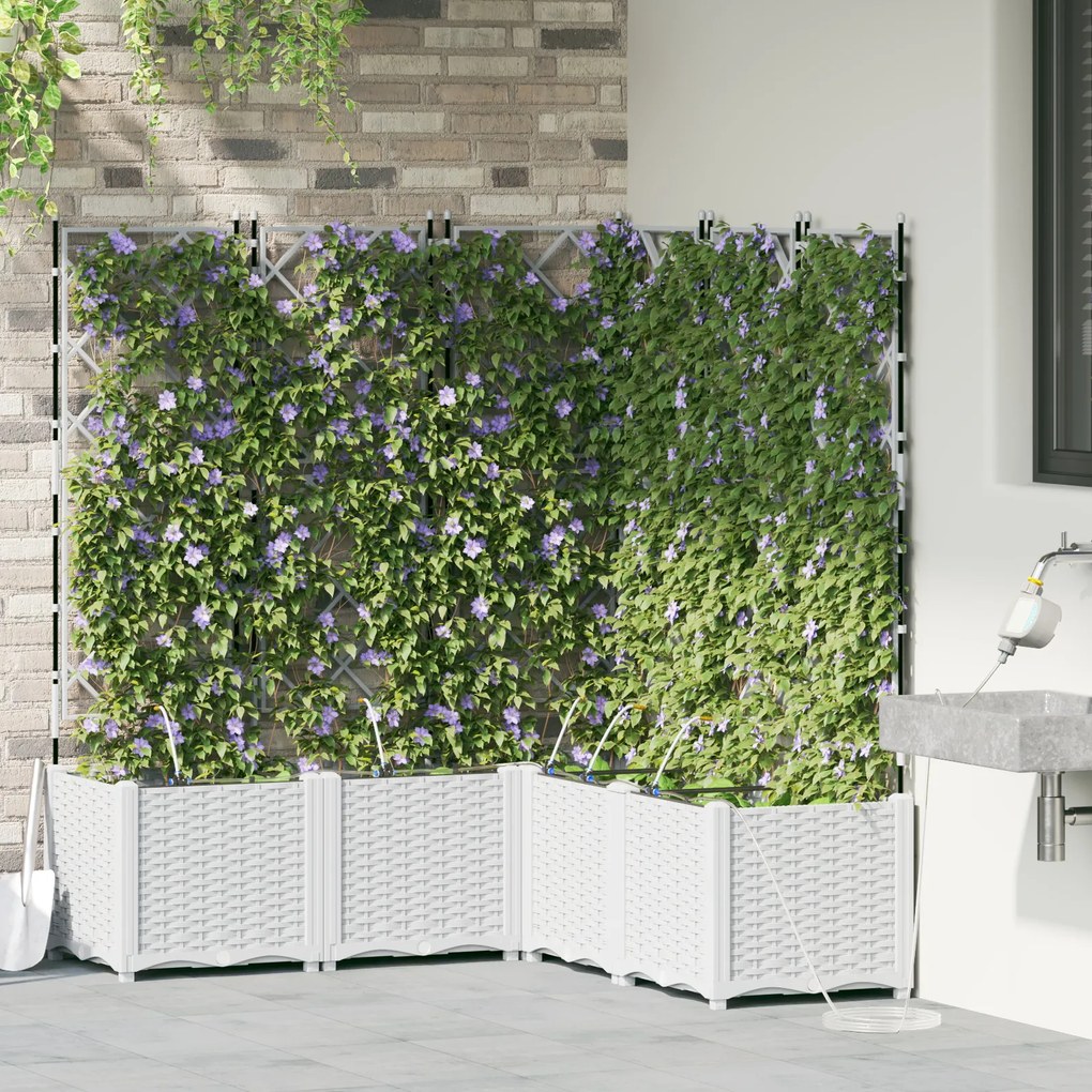 vidaXL Ζαρντινιέρες κήπου Καφασωτό Λευκό 120 x 120 x 142 cm Πλαστικό