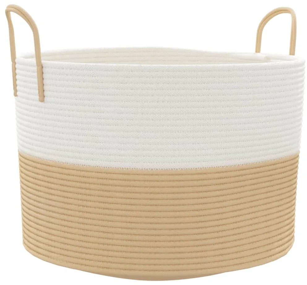 vidaXL Καλάθι Αποθήκευσης Μπεζ και Λευκό Ø51 x 33 εκ. Βαμβακερό