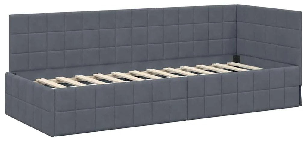 vidaXL Κρεβάτι Γωνίας με κεφαλάρι Σκούρο Γκρι 80 εκ x 200 εκ Βελούδο