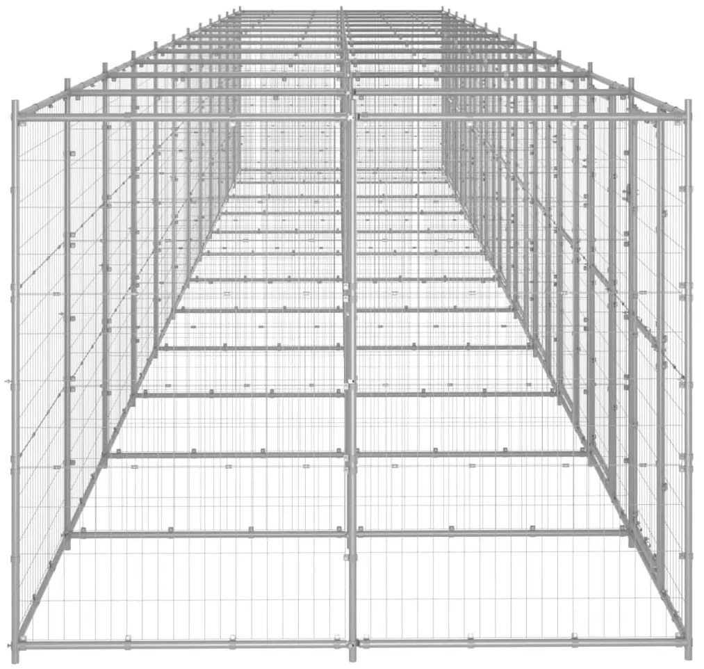 Κλουβί Σκύλου Εξωτερικού Χώρου 29,04 μ² από Γαλβανισμένο Χάλυβα - Ασήμι