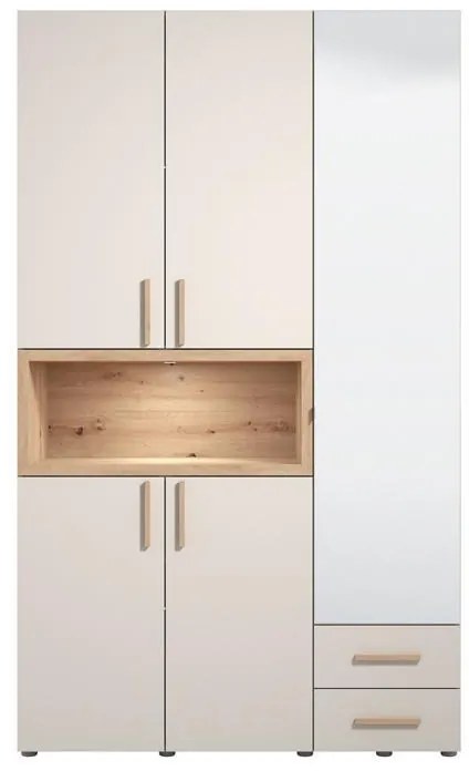 Ντουλάπα DONALD 3K2F1O Τρίφυλλη με Καθρέπτη Cashmere - Artisan Oak 135x57x227εκ. 135x57x227 εκ.
