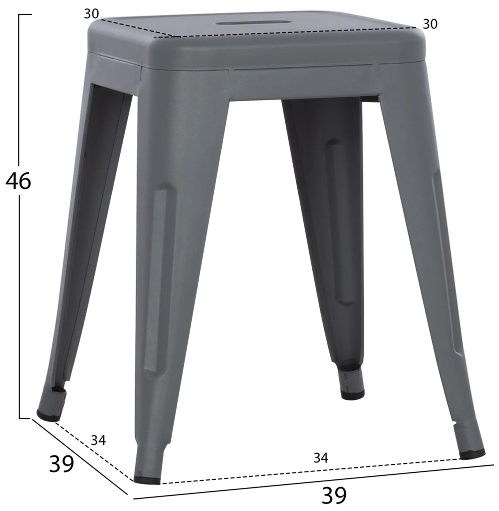 ΣΚΑΜΠΟ ΜΕΤΑΛΛΙΚΟ MELITA HM0096.50 ΣΕ ΓΚΡΙ ΜΑΤ ΧΡΩΜΑ 39x39x46Υεκ. (1 Τεμμάχια)