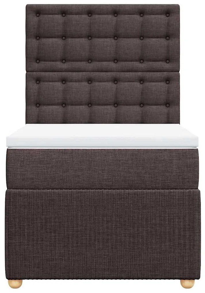 vidaXL Κρεβάτι Boxspring με Στρώμα Σκούρο Καφέ 90x190 εκ. Υφασμάτινο