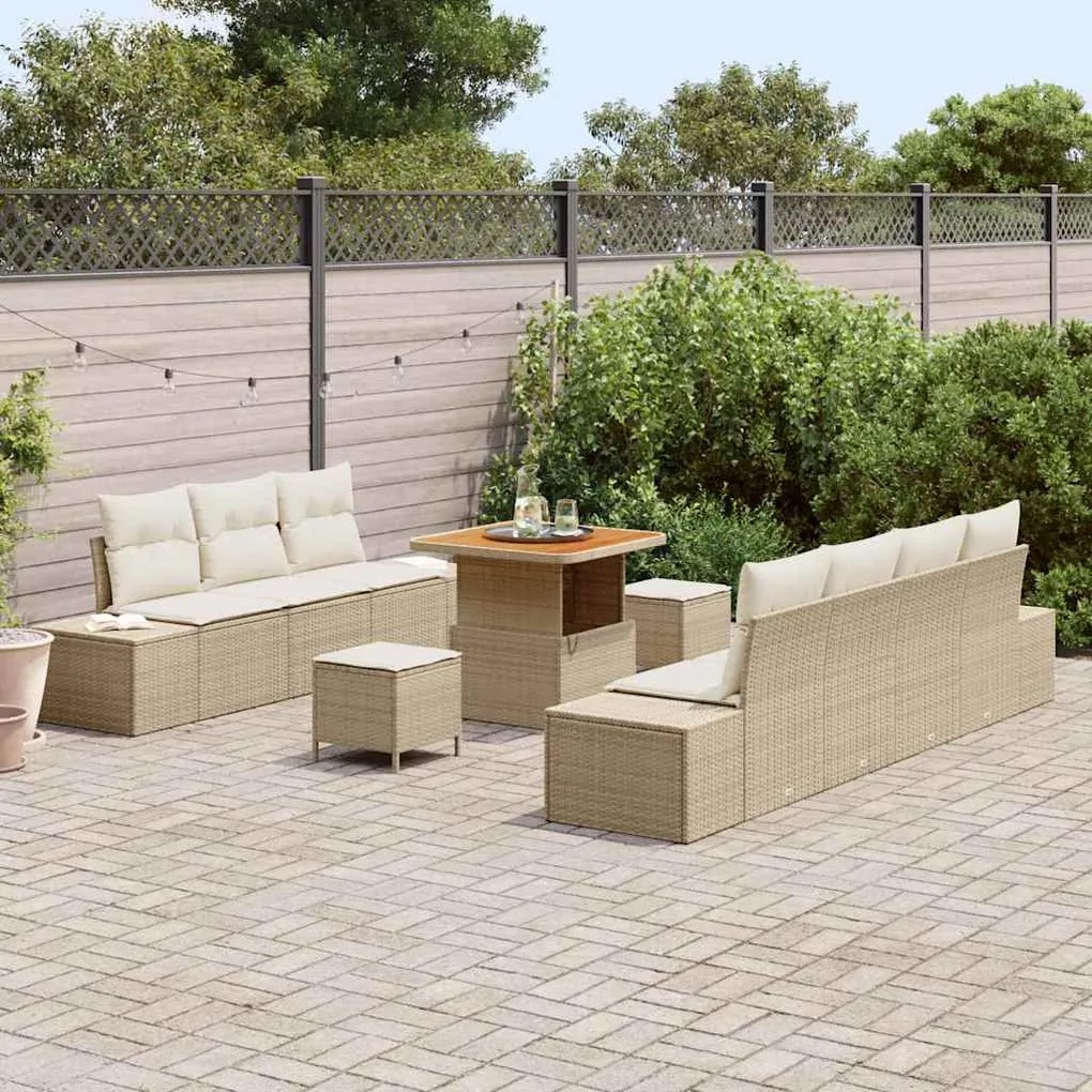 vidaXL Σετ Καναπέ Κήπου 10 pcs Μπεζ και Κρέμα 80 x 80 x 71 cm