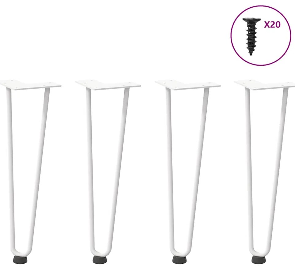 Πόδια Φουρκέτας για Τραπεζάκι Σαλονιού 4 τεμ. Λευκά 42 εκ. Μασίφ Ατσάλι