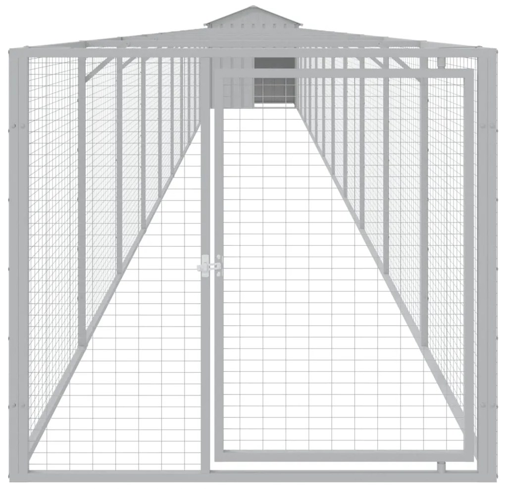 vidaXL Σπιτάκι Σκύλου με Οροφή Αν. Γκρι 117x1221x123εκ Γαλβαν. Χάλυβας