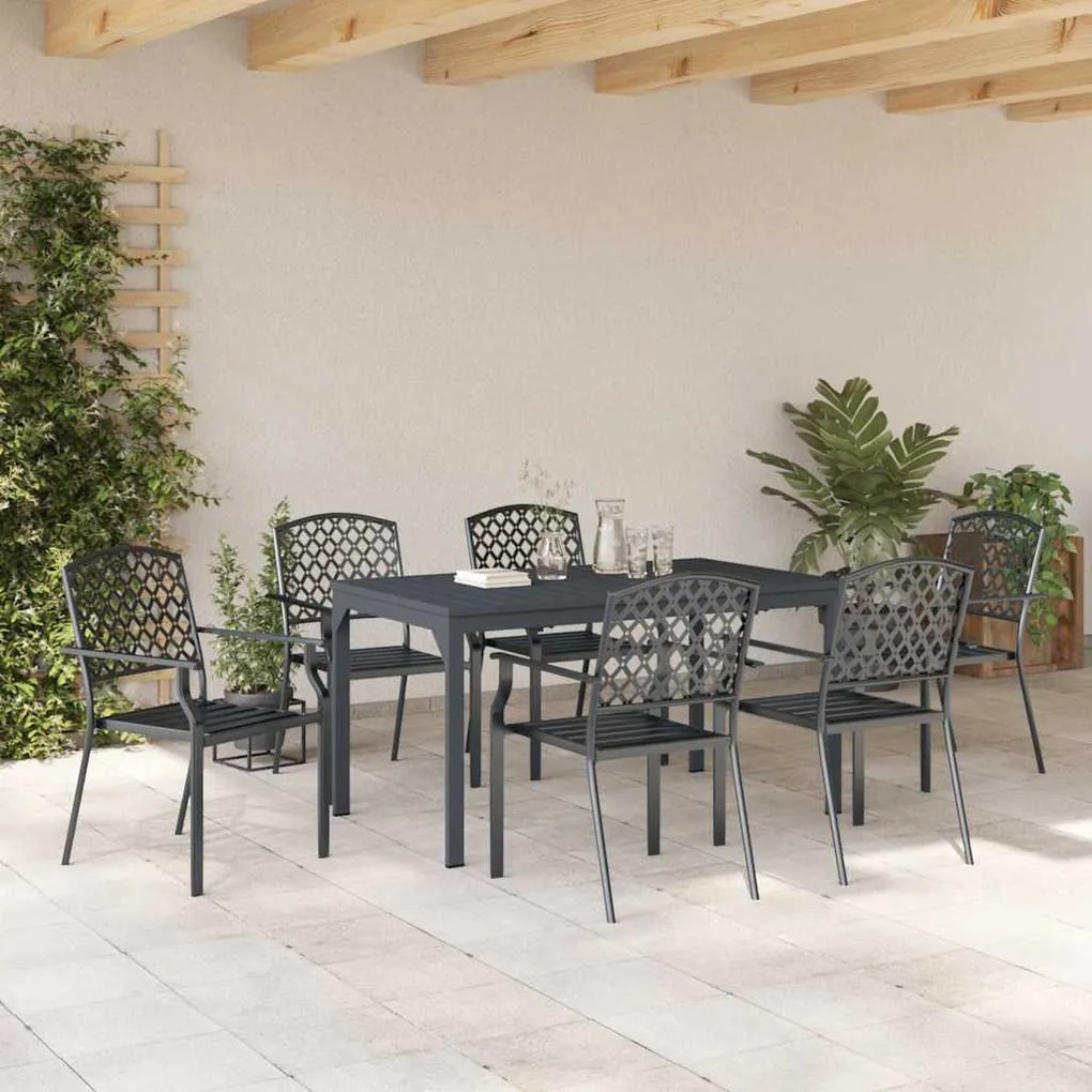 vidaXL Σέτ φαγητού για κήπο 7 pcs Ανθρακί Ατσάλι