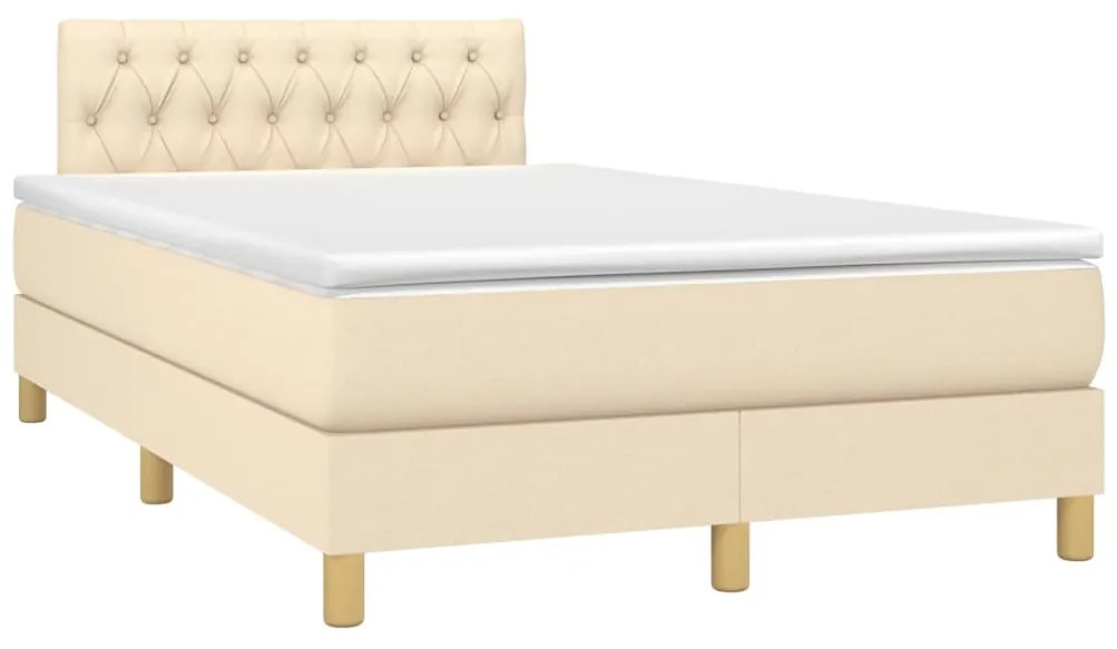 vidaXL Κρεβάτι Boxspring με Στρώμα Κρεμ 120x200 εκ. Υφασμάτινο