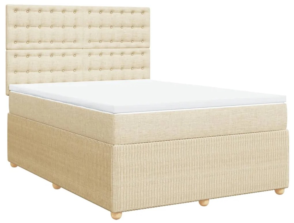 ΚΡΕΒΑΤΙ BOXSPRING ΜΕ ΣΤΡΩΜΑ ΚΡΕΜ 160X200 ΕΚ. ΥΦΑΣΜΑΤΙΝΟ 3292126