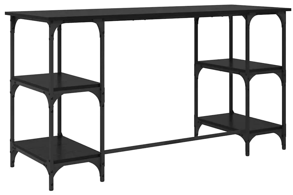 vidaXL Γραφείο με ράφι Μαύρη Οξυά 140 x 50 x 75 εκ. Επεξεργασμένο ξύλο