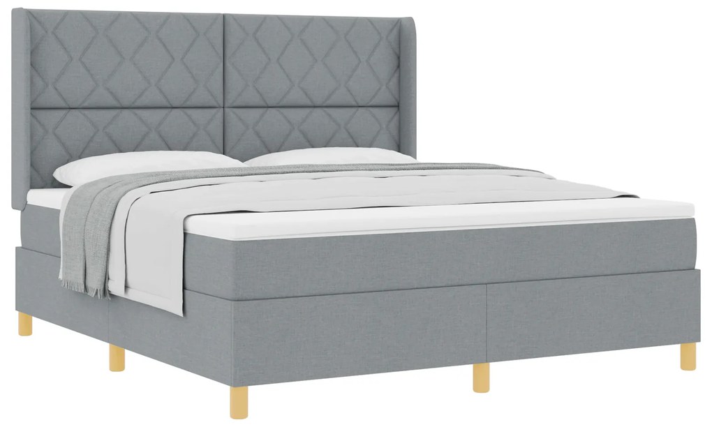 vidaXL Κρεβάτι Box Spring με Στρώμα Ανοιχτό Γκρι 180x200 εκ Fabrics