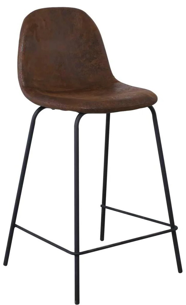 Σκαμπώ BAR CELINA Μεταλ.Μαύρο, Ύφ.Suede Καφέ Καφέ 47x51x77/107cm (Σετ 4 ΤΕΜ)