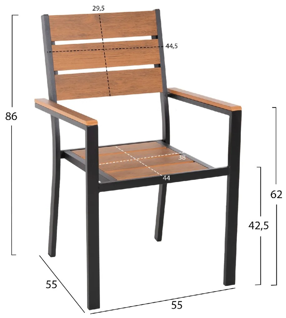 ΠΟΛΥΘΡΟΝΑ ΑΛΟΥΜΙΝΙΟΥ SAGA HM5981.02 ΜΑΥΡΗ-POLYWOOD ΣΕ ΦΥΣΙΚΟ 55x55x86Υεκ.