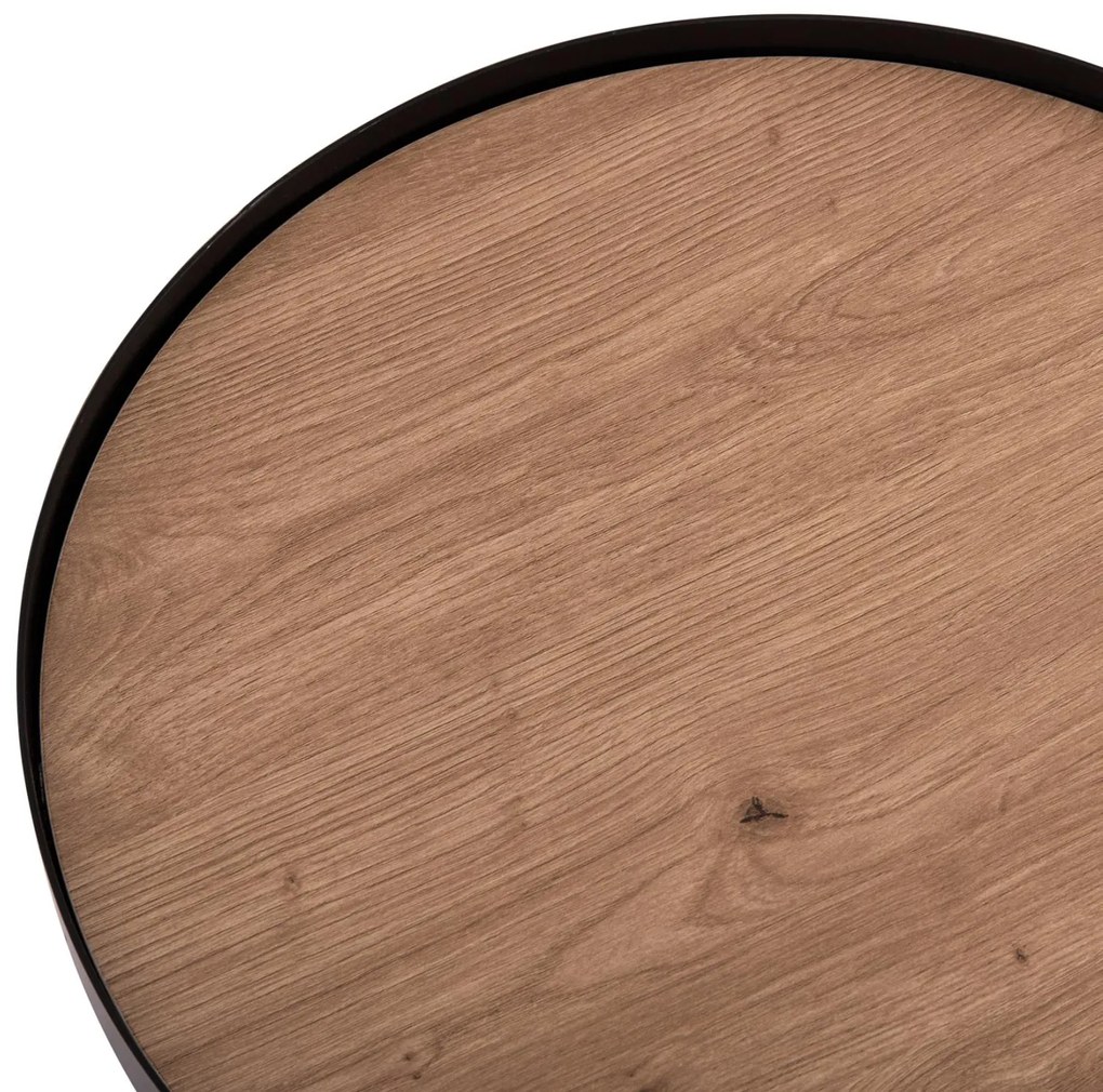 Τραπεζάκι σαλονιού Βοηθητικό DENTON MDF TOP Φυσικού Ξύλου και Μαύρη Βάση Φ45x51,5Υεκ. 45x45x51.5 εκ.