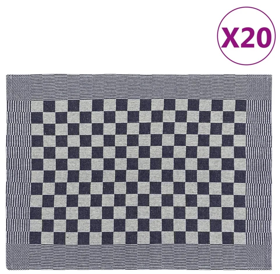 vidaXL Πετσέτες Κουζίνας 20 τεμ. Μπλε / Λευκό 50 x 70 εκ. Βαμβακερές
