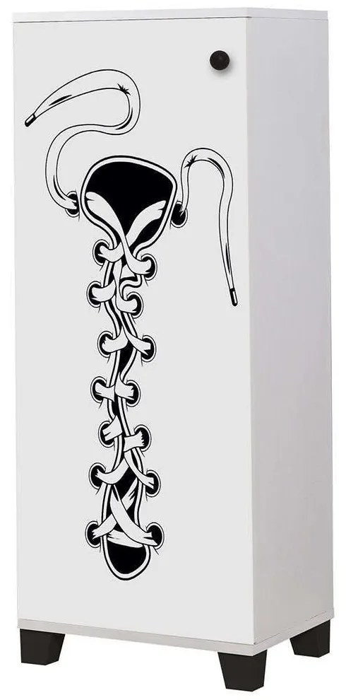 Παπουτσοθήκη Filinta 869VEL6507 50x38x127cm White-Black Πλαστικό,Μοριοσανίδα