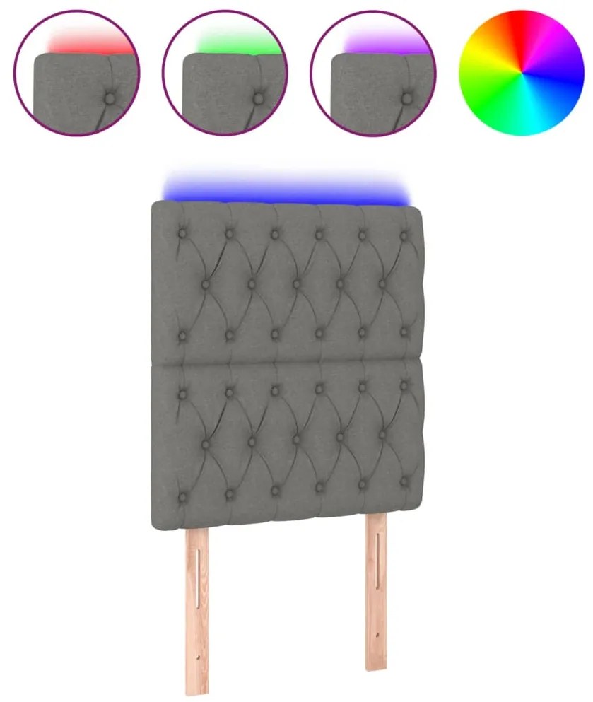 vidaXL Κεφαλάρι Κρεβατιού LED Σκούρο Γκρι 80x7x118/128εκ. Υφασμάτινο