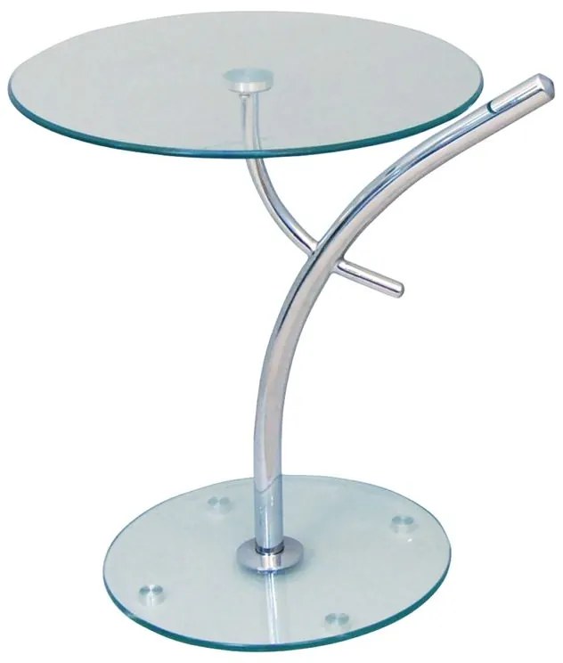 RAVEL Τραπεζάκι Βοηθητικό Χρώμιο - Γυαλί Clear Tempered  Φ50cm H.58cm ΕΜ939
