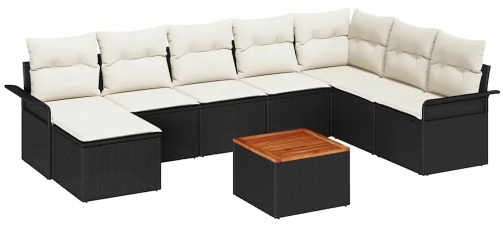 vidaXL Σετ Καναπέ Κήπου 9 pcs Μαύρο Πολυ ράταν