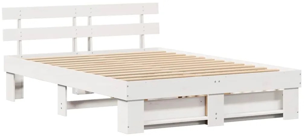 vidaXL Σκελετός Κρεβατιού Λευκό 140 x 200 cm Μασίφ ξύλο πεύκου
