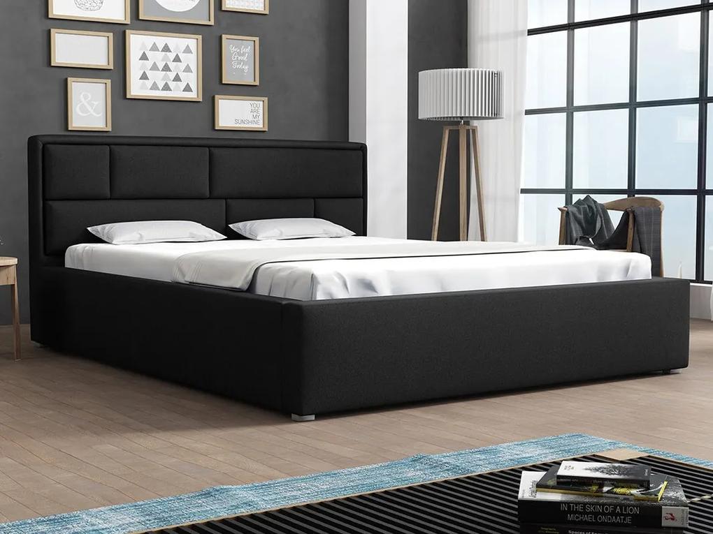 Κρεβάτι Pomona 104, Διπλό, Μαύρο, 160x200, Ταπισερί, Τάβλες για Κρεβάτι, 180x223x93cm, 91 kg | Epipla1.gr